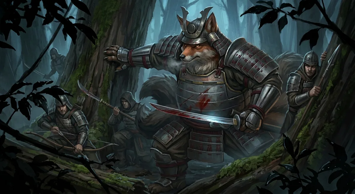 A Rage-Knight waits with his men in ambush.